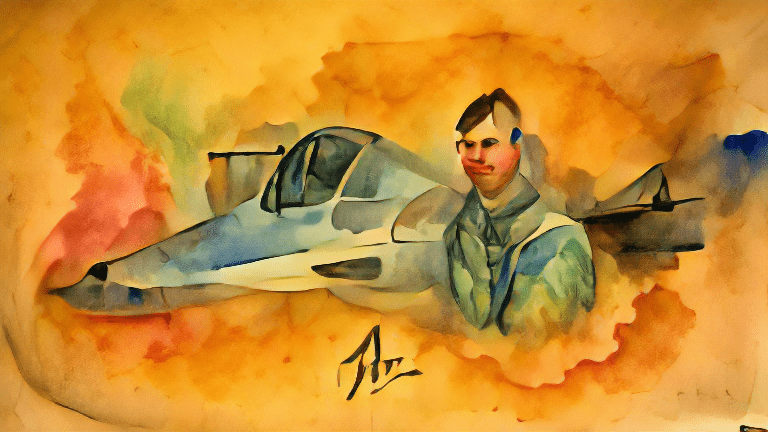 Watercolor Drawing of a Pilot